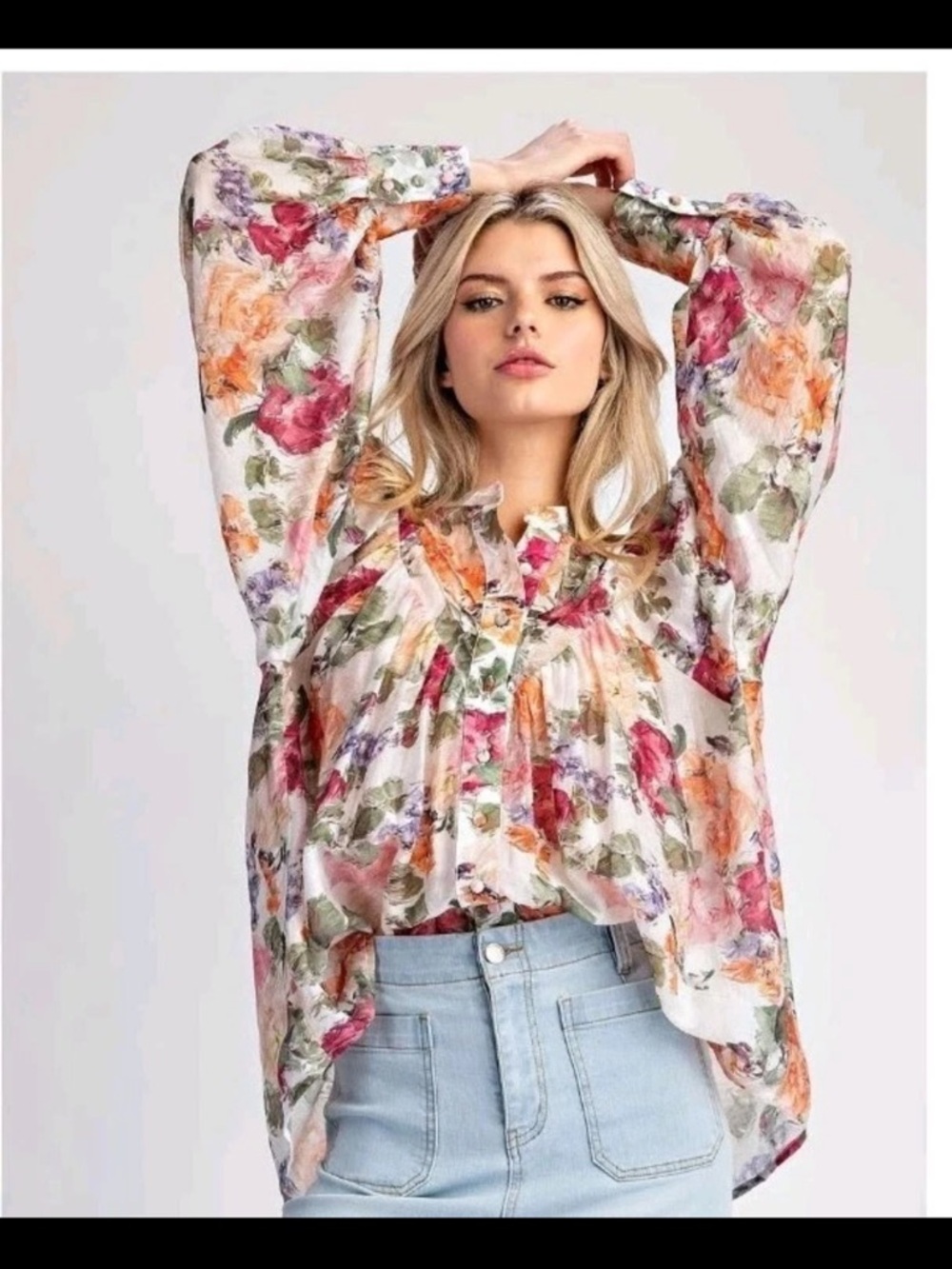 Floral Peasant Blouse - Multi Floral